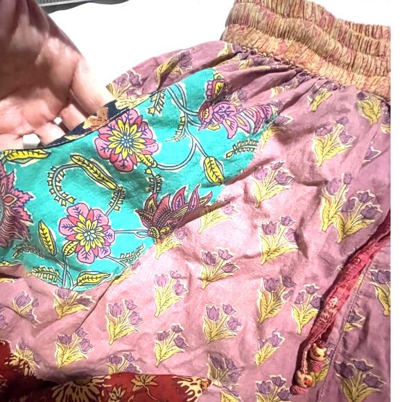 Rare Hippie Boho Festival Pants Women's S Cotton Super Wide Leg Drawstring EUC - Picture 9 of 9